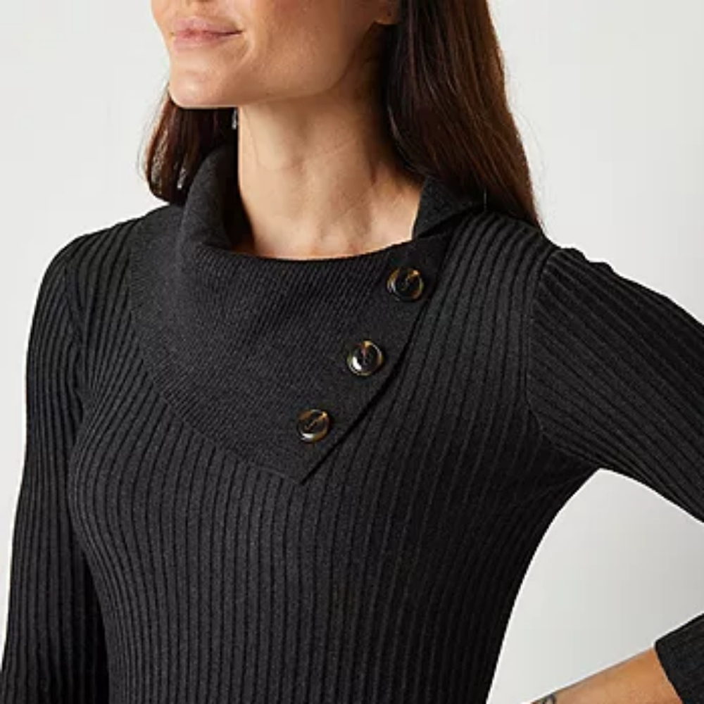 Studio One Brown Ribbed Knit Dress - Picture 11 of 12